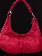 Textured Medium Half Moon Shoulder Bag