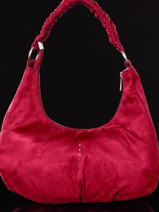 Textured Medium Half Moon Shoulder Bag