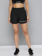 Women Jet Black Rapid-Dry Solid Training Shorts