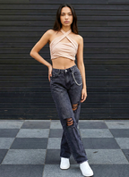 Women Straight Fit High-Rise Highly Distressed Jeans