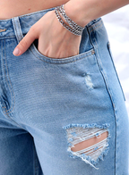 Women Straight Fit Highly Distressed Pure Cotton Jeans