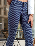 Women Blue Coloured Printed High-Rise Stretchable Bootcut Jeans