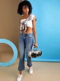 Women Blue Bootcut High-Rise Clean Look Heavy Fade Stretchable Jeans