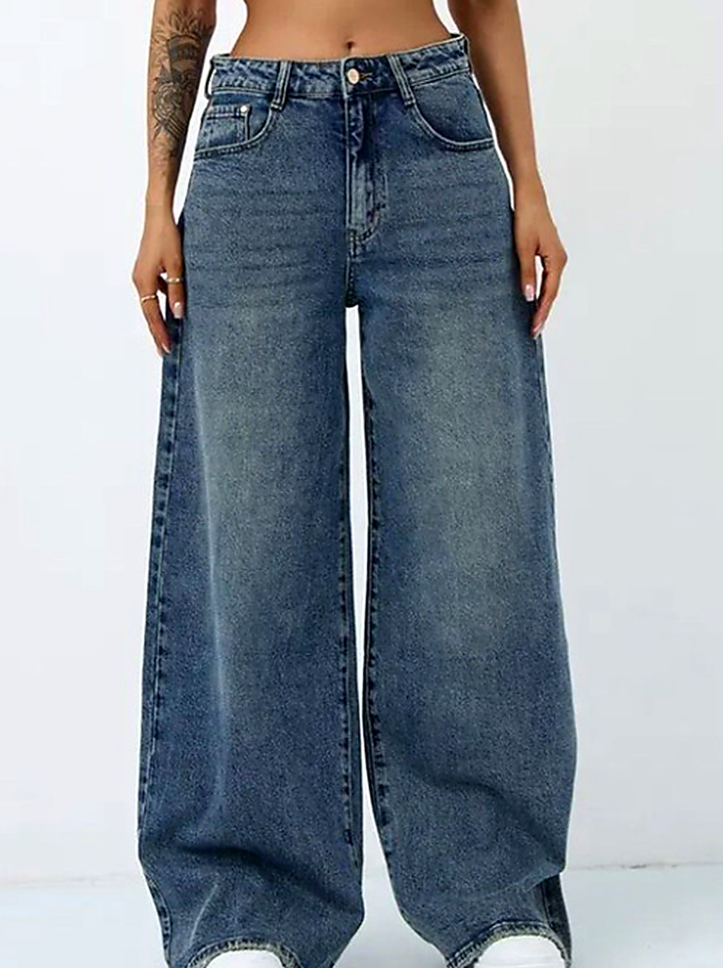 Women Jean Wide Leg High-Rise Light Fade Stretchable Jeans
