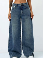 Women Jean Wide Leg High-Rise Light Fade Stretchable Jeans