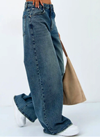 Women Jean Wide Leg High-Rise Light Fade Stretchable Jeans