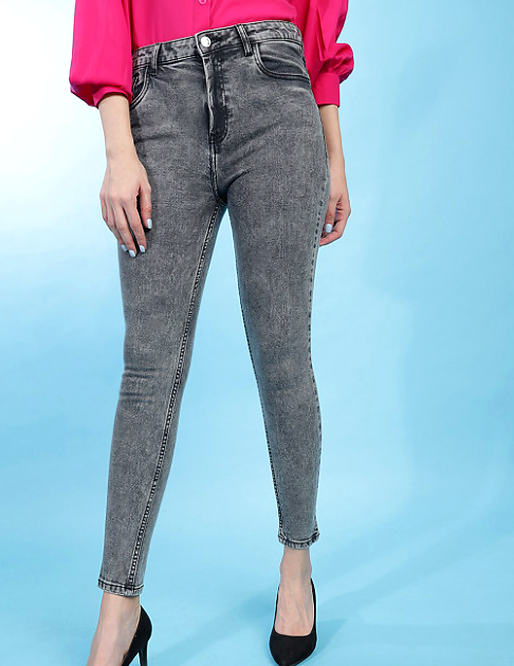 Women Slim Fit High-Rise Heavy Fade Cotton Stretchable Jeans