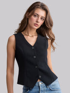Sleeveless V-Neck Slim-Fit Formal Waistcoat