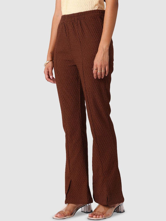 Women Textured Flared Trousers
