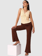 Women Textured Flared Trousers
