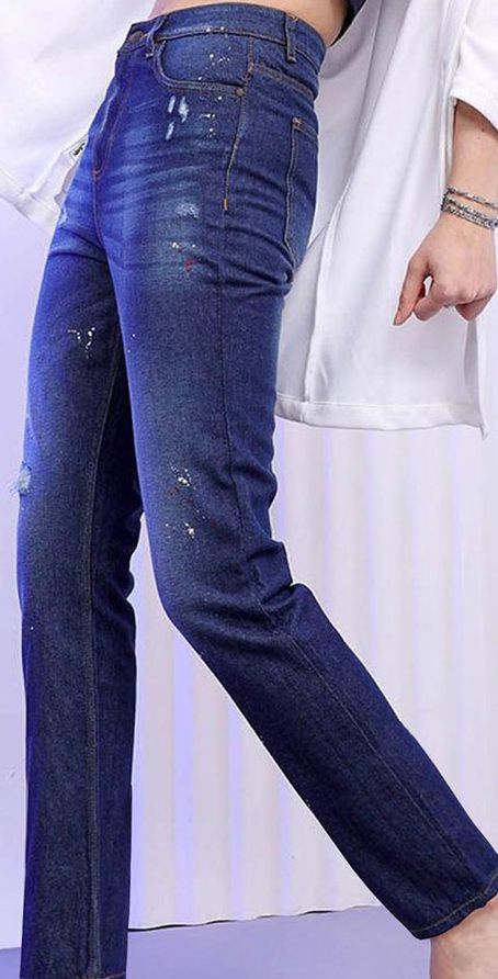 Women Straight Fit Distressed Light Fade Jeans