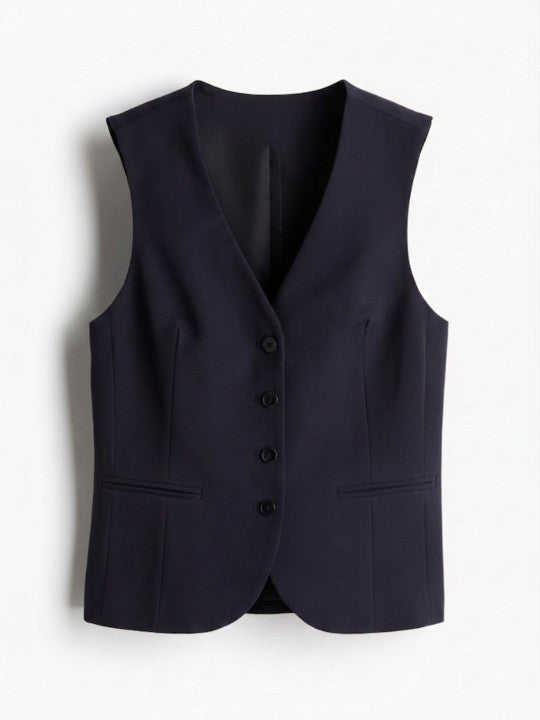 V-Neck Satin Casual Waistcoat