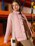 Women Mock Collar Solid Casual Puffer Jacket