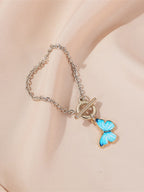 SilverToned Silver-Plated Butterfly Wraparound Bracelet