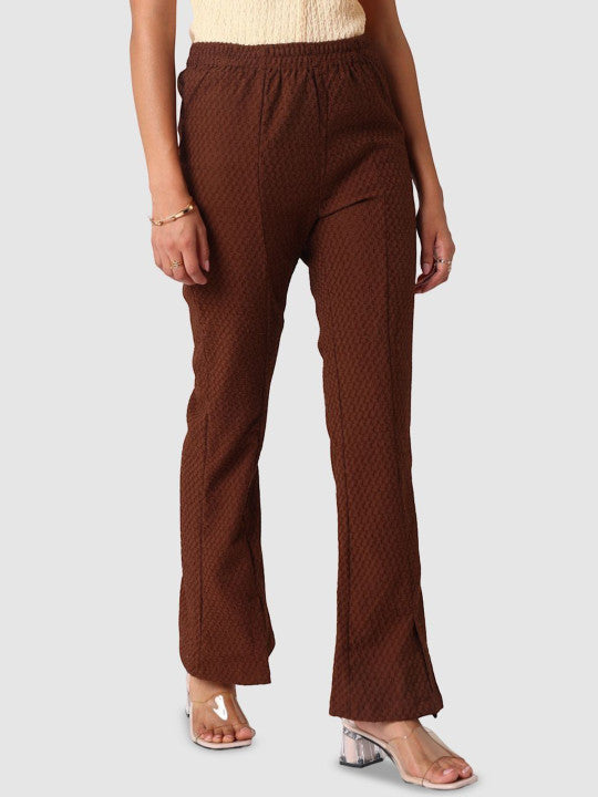 Women Textured Flared Trousers