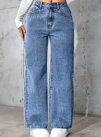 Women Comfort Straight Fit High-Rise Light Fade Stretchable Jeans