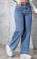 Women Comfort Straight Fit High-Rise Light Fade Stretchable Jeans