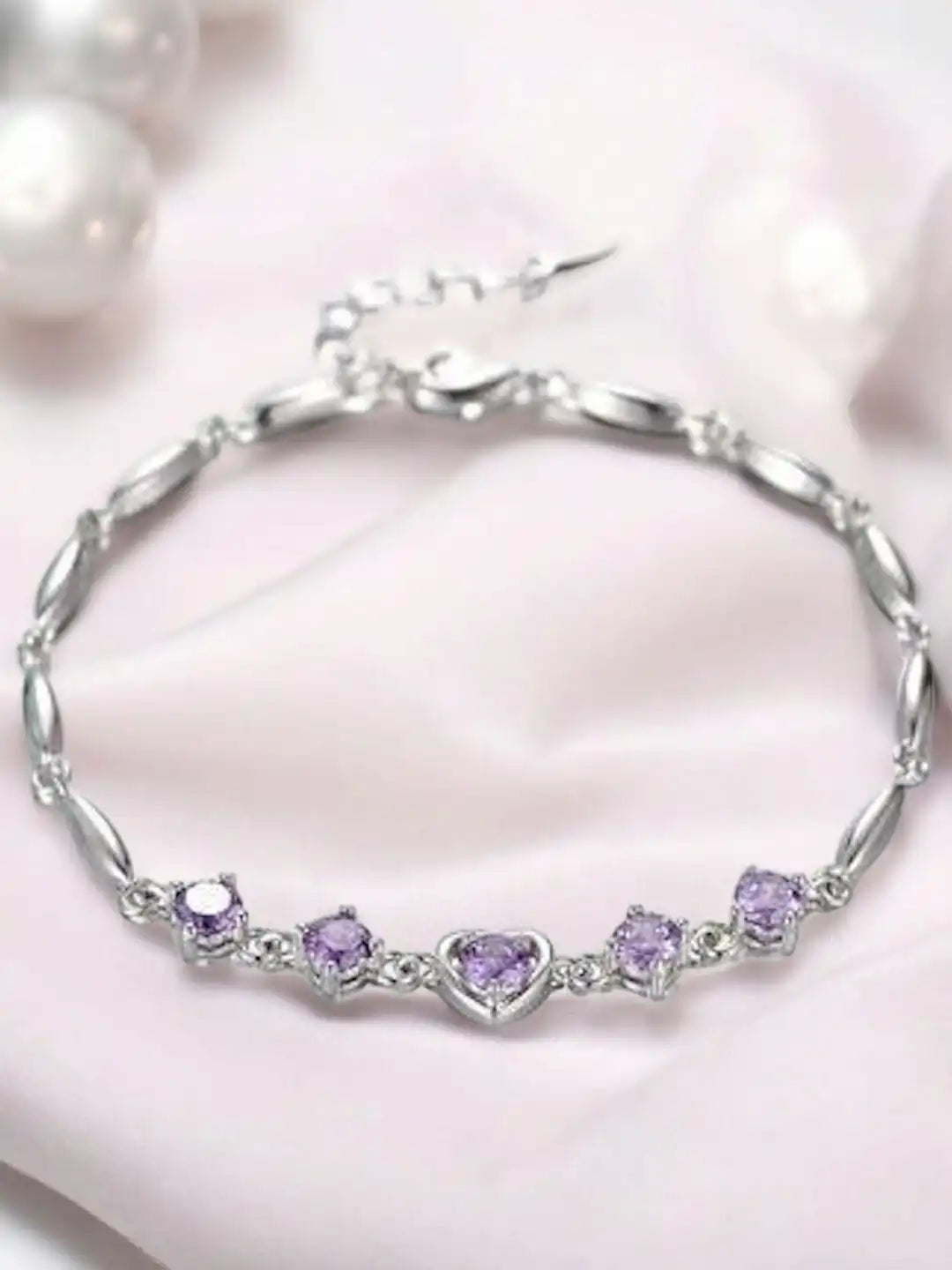 Women Cubic Zirconia Silver-Plated Bangle-Style Bracelet