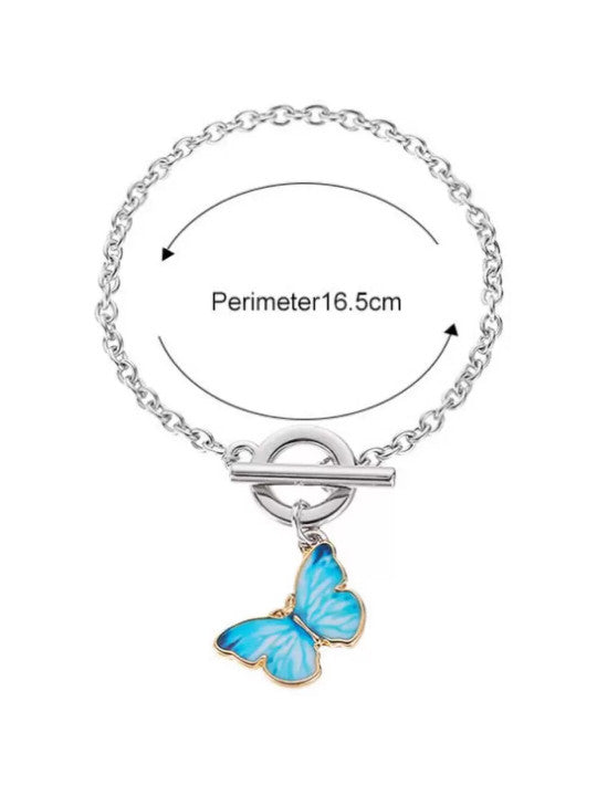 SilverToned Silver-Plated Butterfly Wraparound Bracelet
