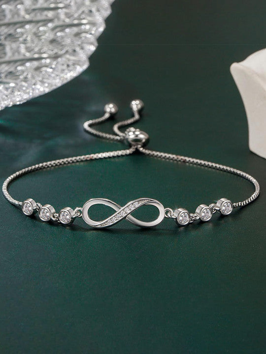 Silver-Plated Crystals Studded Wraparound Bracelet