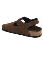 Women Buckle Detail Closed Toe Flat Sandals