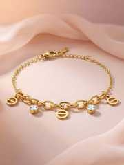 18K Gold-Plated Anti-Tarnish Heart Star & Crystal Flower Charm Bracelet