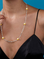 18KT Silver-Plated Pearls Beaded Necklace