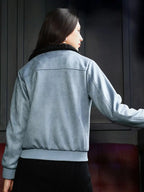 Powder Women Spread Collar Solid Lightweight Bomber Jacket