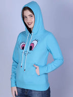 Women Hooded Abstract Printed Ribbed Pullover Sweatshirt