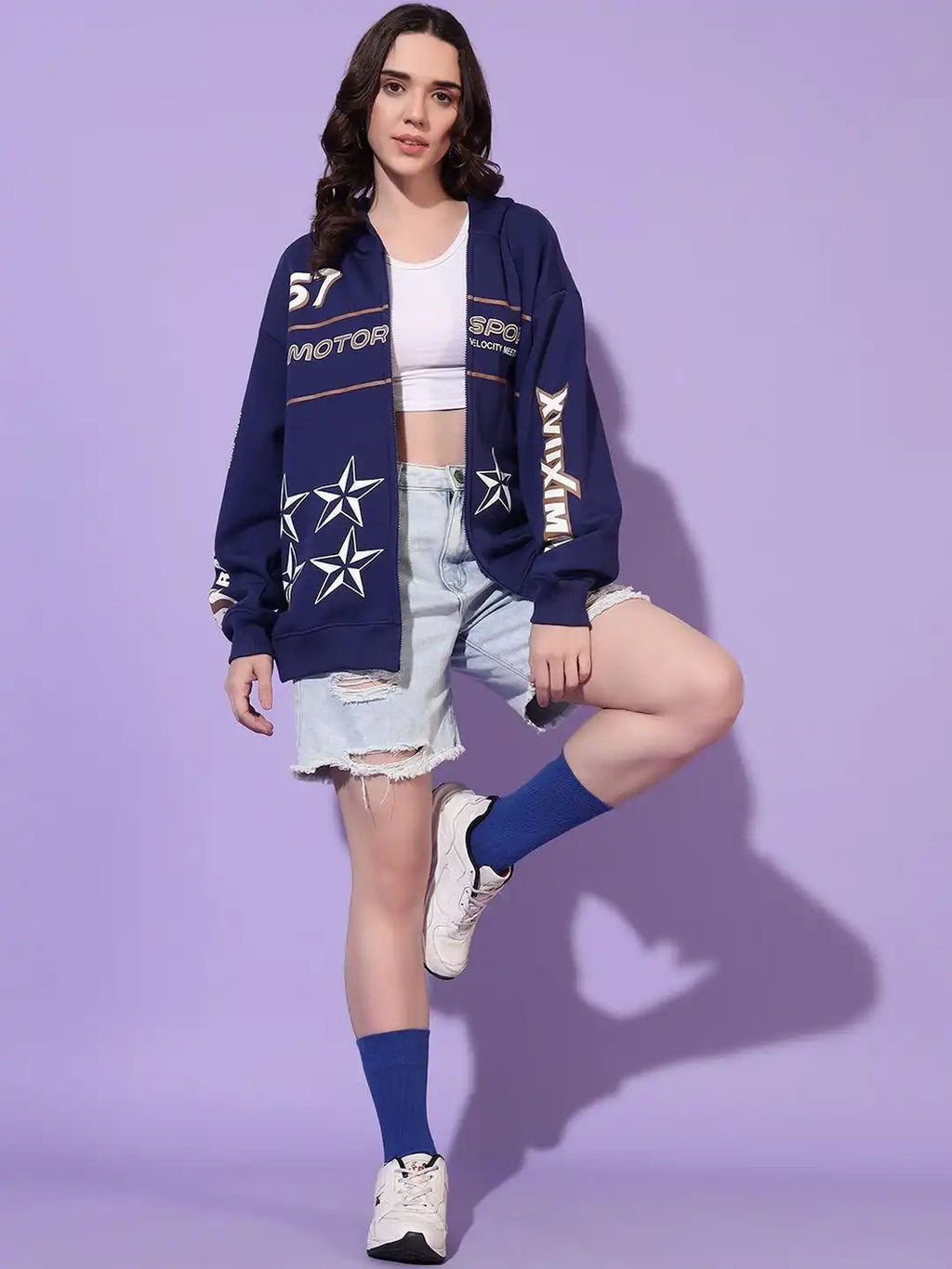 Women Printed Hooded Sweatshirt