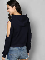 Women Colourblocked Hooded Sweatshirt