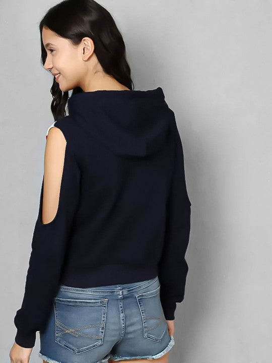 Women Colourblocked Hooded Sweatshirt