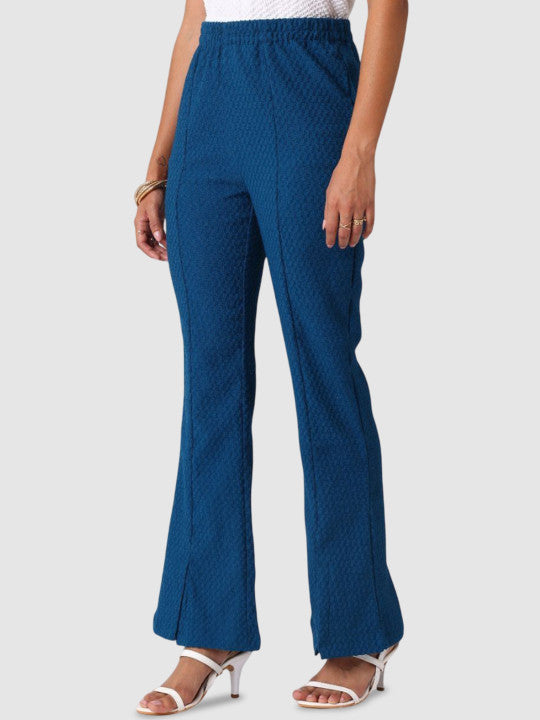 Women Self Design Flared Trousers