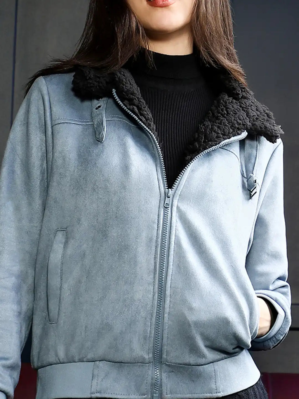 Powder Women Spread Collar Solid Lightweight Bomber Jacket