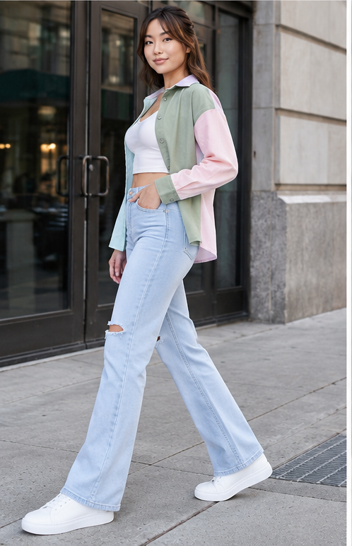 Women Blue Bootcut Mid-Rise Slash Knee Stretchable Jeans