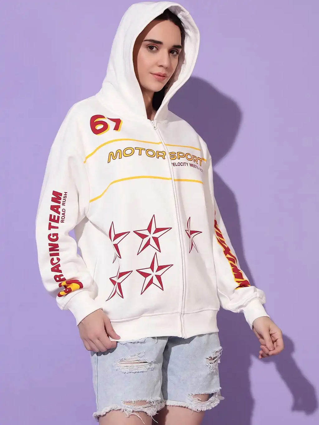 Women Printed Hooded Sweatshirt
