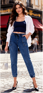 Women Mid-Rise Dark Shade Stretchable Cropped Jeans