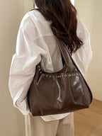Solid Large Structured Shoulder Bag