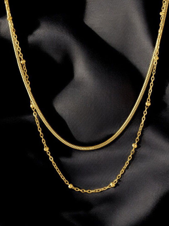 18k Gold-Plated Double Layered Stainless Steel Choker Chain