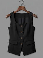Square Neck Sleeveless Slim Fit Waistcoat
