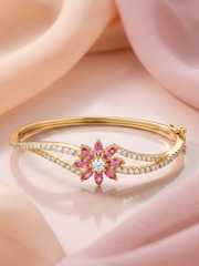 14K Gold-Plated Cubic Zirconia Cluster Anti-Tarnish Bracelet