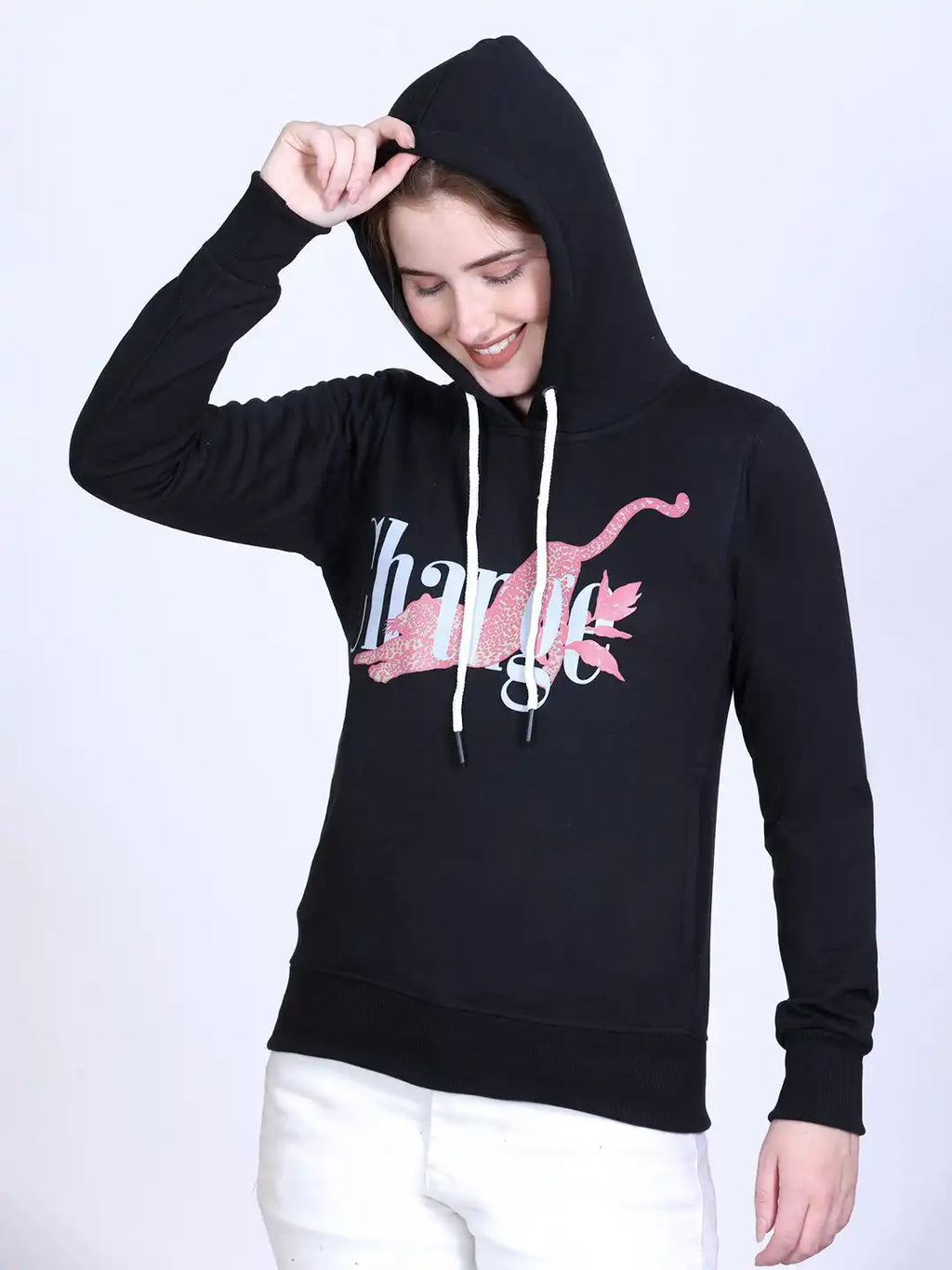 Women Graphic Printed Hooded Sweatshirt