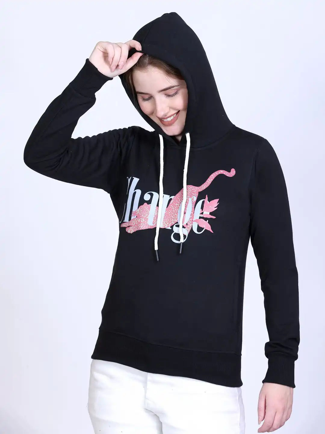 Women Graphic Printed Hooded Sweatshirt