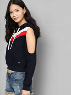 Women Colourblocked Hooded Sweatshirt