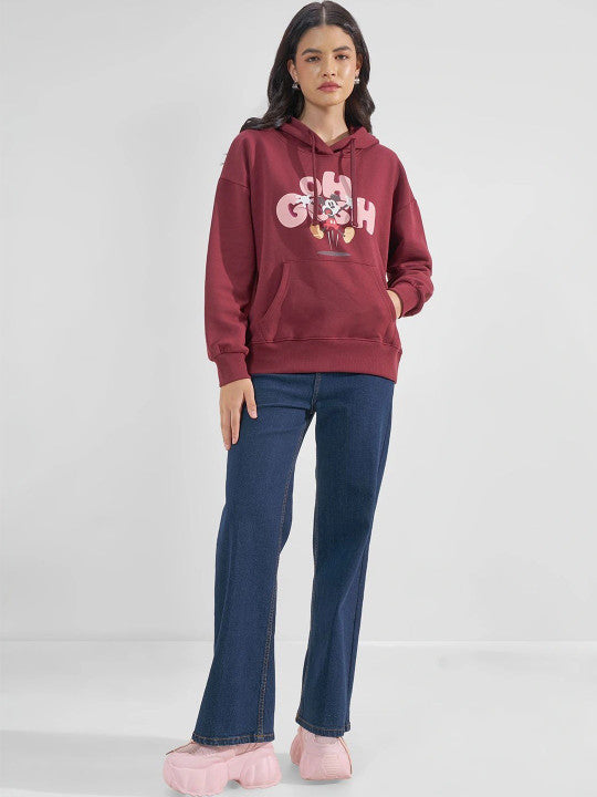 Women Printed Hooded Sweatshirt