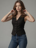 Sleeveless Slim Fit Waistcoat Top