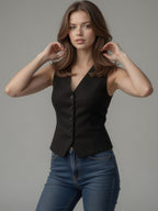 Sleeveless Slim Fit Waistcoat Top