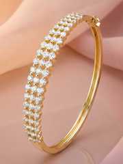 14K Gold-Plated Cubic Zirconia Cluster Anti-Tarnish Bracelet