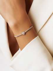 18K Gold Plated Cubic Zirconia Studded Statement Tennis Link Bracelet