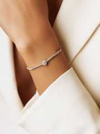 18K Gold Plated Cubic Zirconia Studded Statement Tennis Link Bracelet